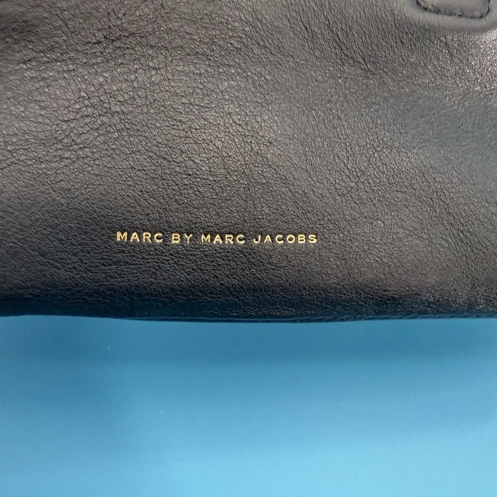 Marc by Marc Jacobs Black Leather Satchel Tote Bag Gold Hardware Zip Top